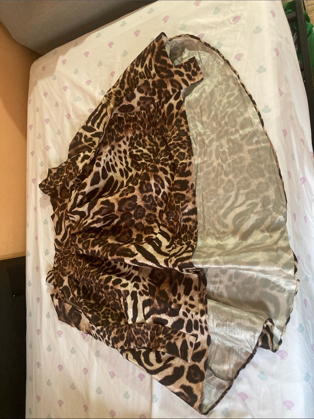 A-Line Leopard Print Midi Skirt in Brown